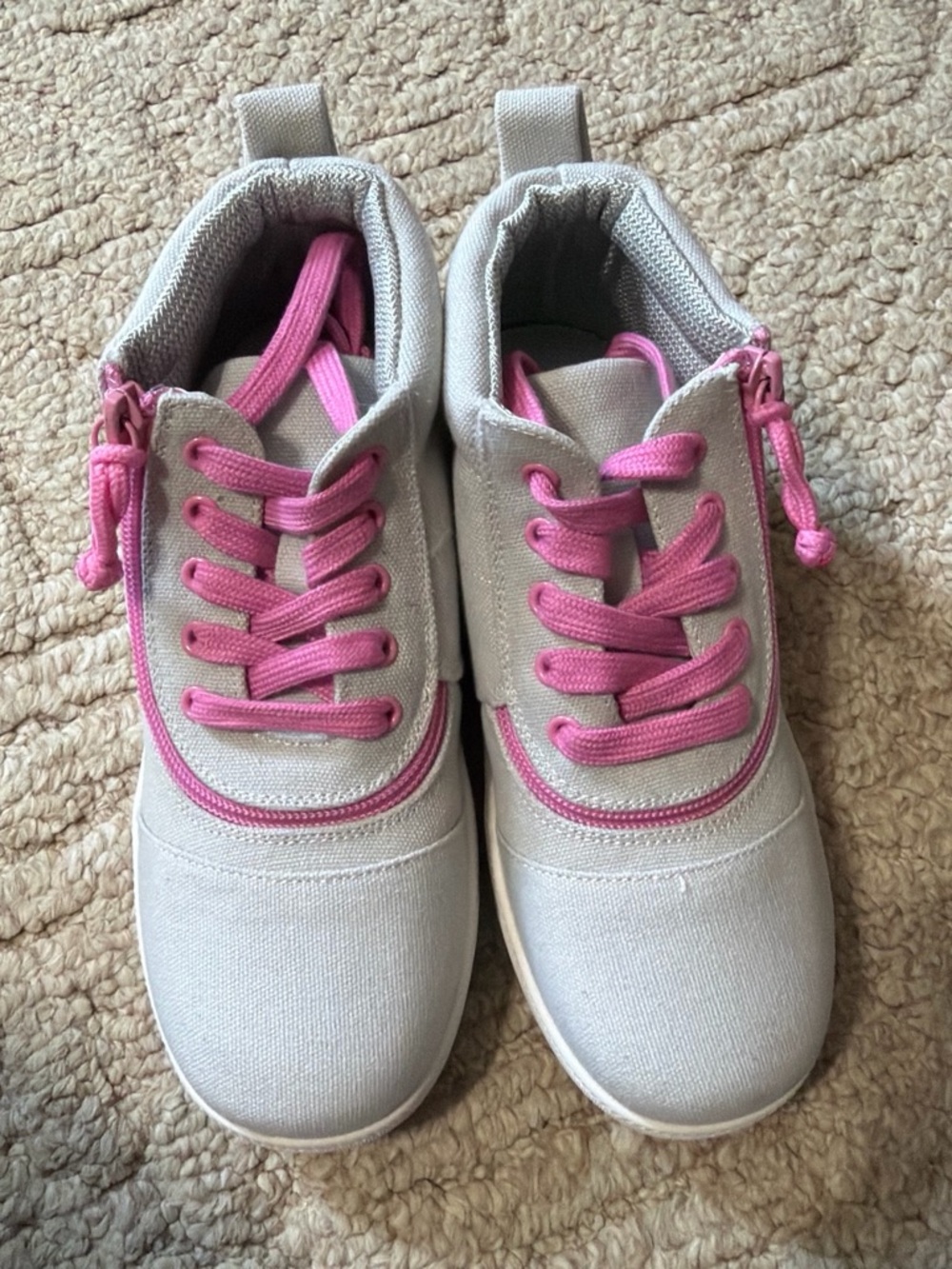 Light Gray and Pink Kids Sneakers with Easy-On Zip